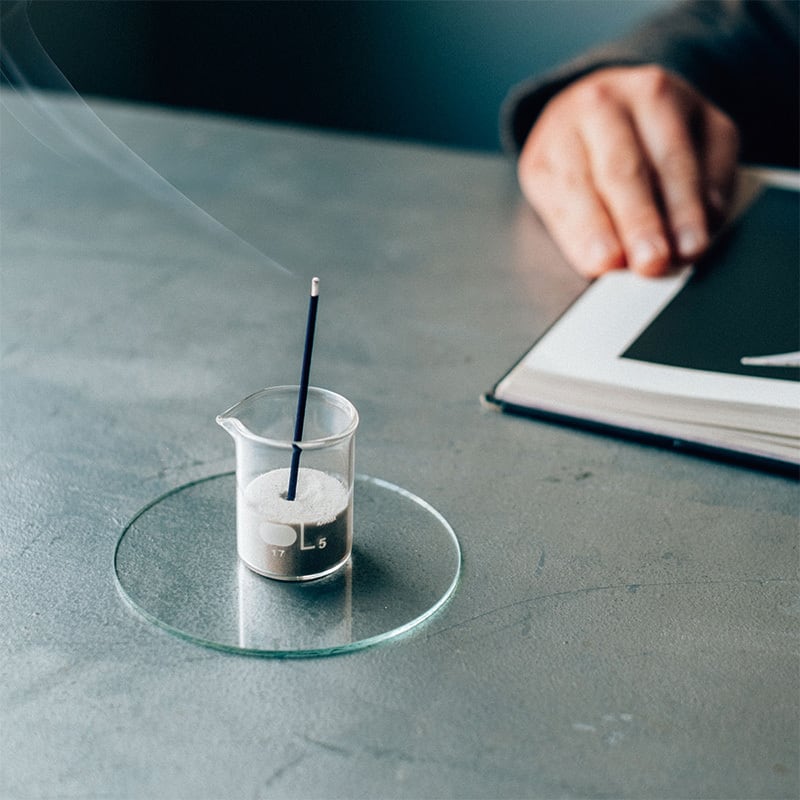 ビーカーのお香立て ガラス丸板セット