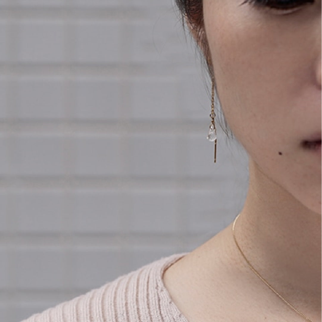 Woolson 　【美品・箱付き】バカラ　ピアス ピアス K10ホワイトゴールド ホワイトトパーズ ムーンストーン