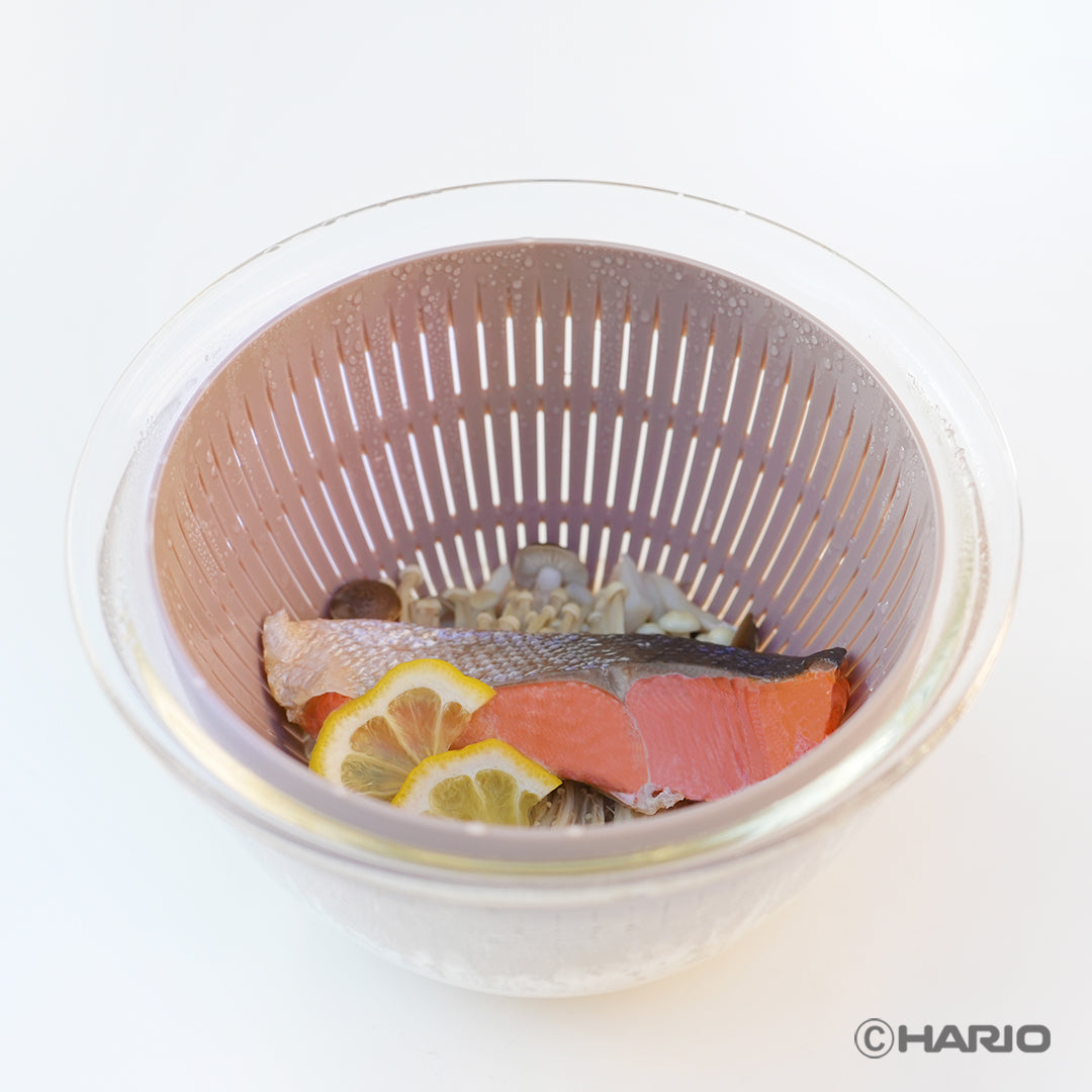 クラタガラス　パールボウル 5wayフタ・ザル付き耐熱ガラス製ボウル 2200mL –ボウルなら HARIO NETSHOP